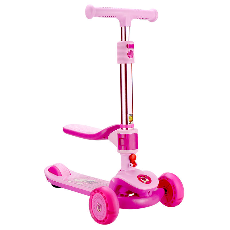 Disney Children's Scooter for Ages 3-6 Two-In Foldable Scooter And Slide Toy Strawberry Bear Children's Gift