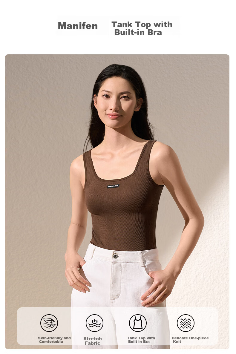 Manifen Women's Padded Back Beauty Antibacterial Sweat-Wicking Slim Fit Sports Tank Top Sleeveless Shirt for Outerwear and Layering 1