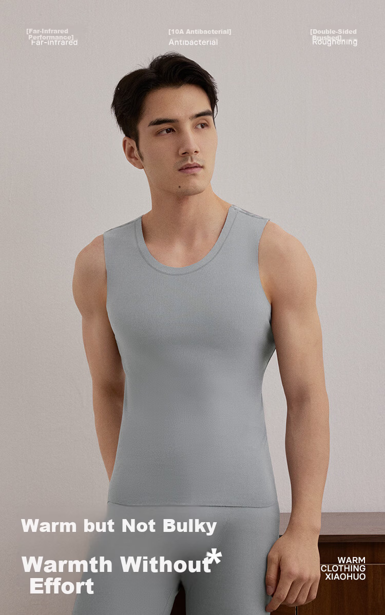 HLA [Xiao Huo-Air7] Men's Thermal Vest Double-Sided Fleece 230g Antibacterial Heating Warm Jacket Vest 2-Pack 2