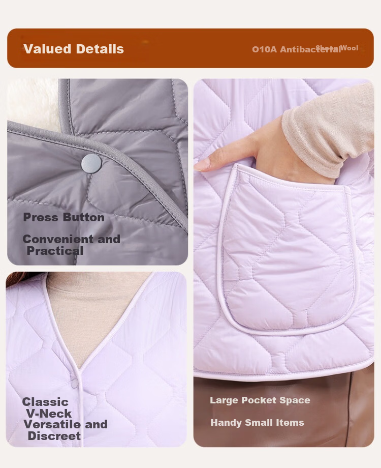 MiiOW [10A Antibacterial] Women's Wool Vest 2025 Autumn Winter Solid Color Sleeveless Warm Outerwear 6