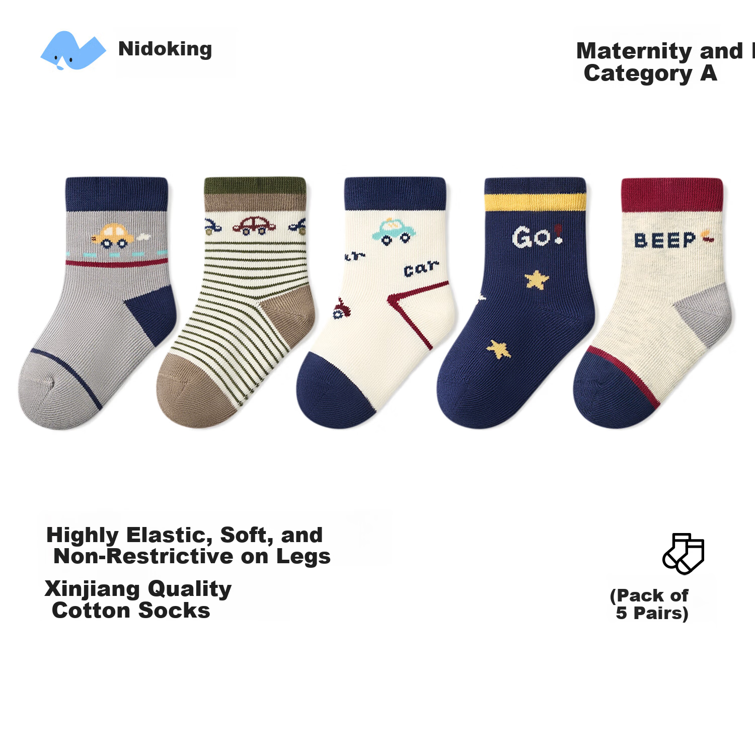 Niduoxiong Kids Socks Spring and Autumn Breathable Cotton Socks Boys Cute Seamless Baby Socks Loose Top Infant Socks WZ-203