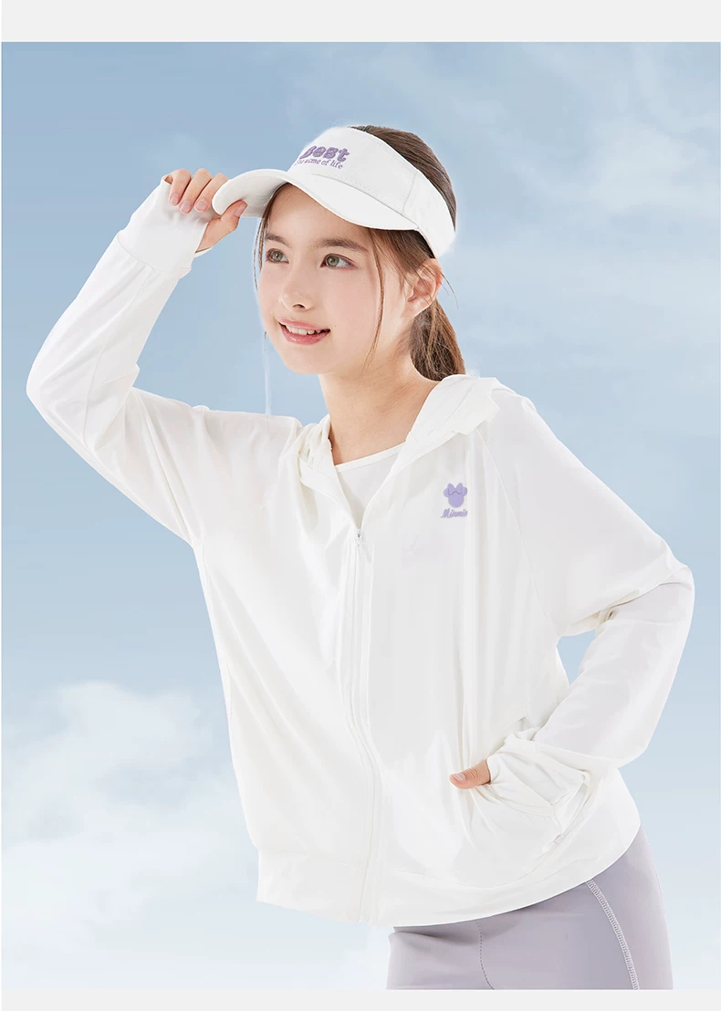 Disney Girls' Summer Sun Protection Jacket Lightweight UV Protection Skin Jacket Big Kids Ice Silk Coat 110002 White 170 4