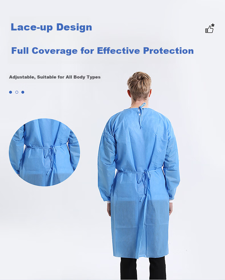 Beifute Disposable Isolation Gown Protective Clothing Blue Reverse Thickened SMS Non-woven Isolation Suit SMS 45g [Thickened 10 Pieces] 5