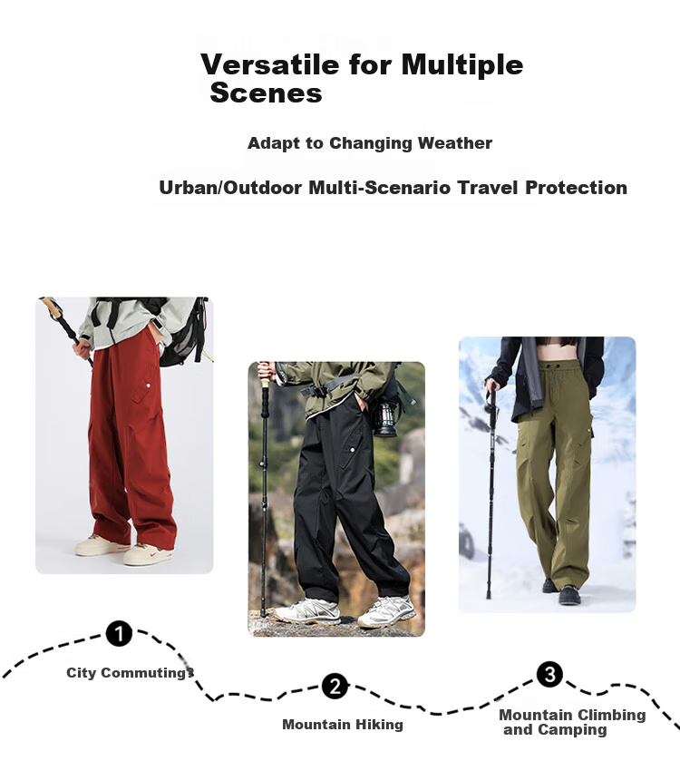 LangSha Climbing Diary Snow Country Ski Pants 3-in-1 Detachable Softshell Waterproof Men's Mountaineering Warm Cold-Resistant Pants 4