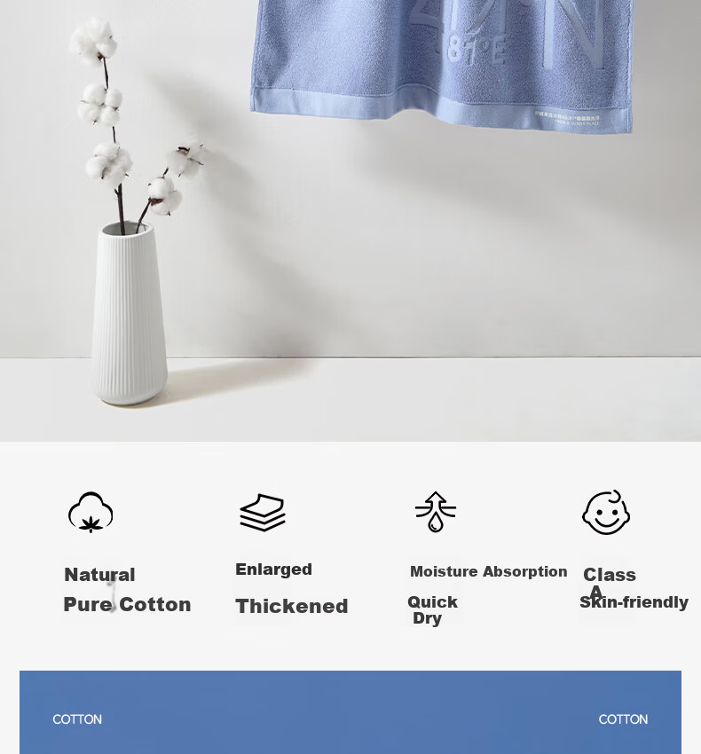 Grace Bath Towel 100% Pure Xinjiang Cotton Super Absorbent Large Bath Towel Lint-Free for Shower and Sports 3