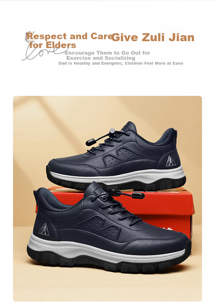 Zulijian 2026 New Autumn Winter Leather Casual Shoes Lightweight Soft Sole Dad Shoes Outdoor Middle-aged and Elderly Non-slip Sports Men's Shoes 5