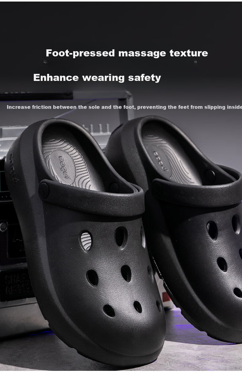 Coqui Unisex Outdoor Casual Breathable Soft Elastic Thick Sole Clogs Sandals Black Size 42-43 CQ2558 9