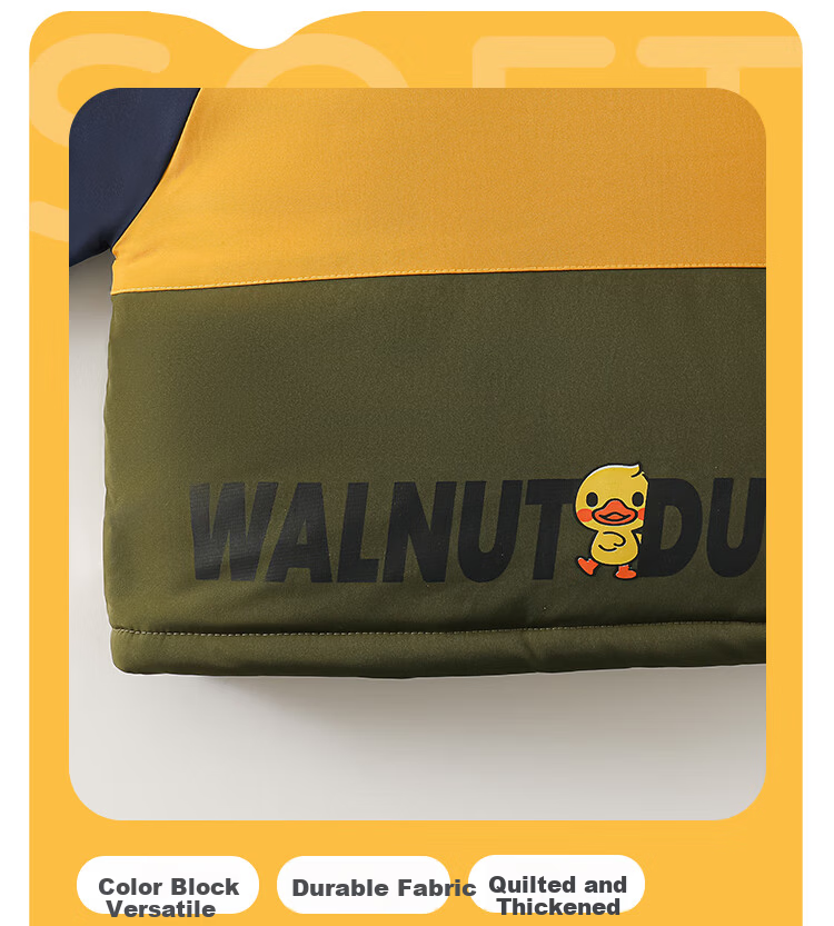 WALNUT DUCK Kids Cotton Jacket Yellow Duck Children's Winter Colorblock Warm Workwear Coat for Boys and Girls 5