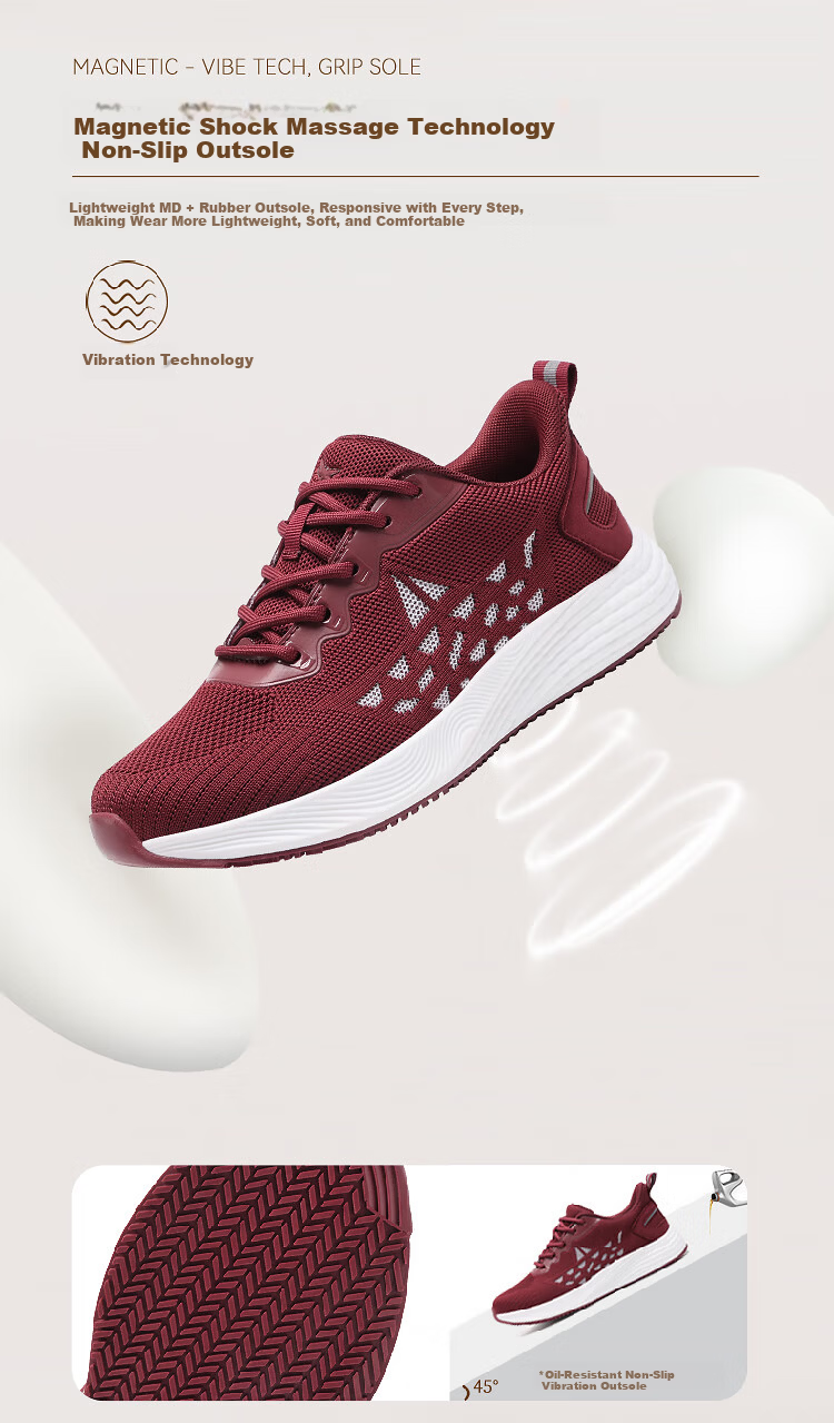 RED DRAGONFLY Women's Mesh Casual Shoes Qi Ji Red Versatile Travel Shoes Lightweight Running Sports Shoes WXB151872 Red Size 36 6
