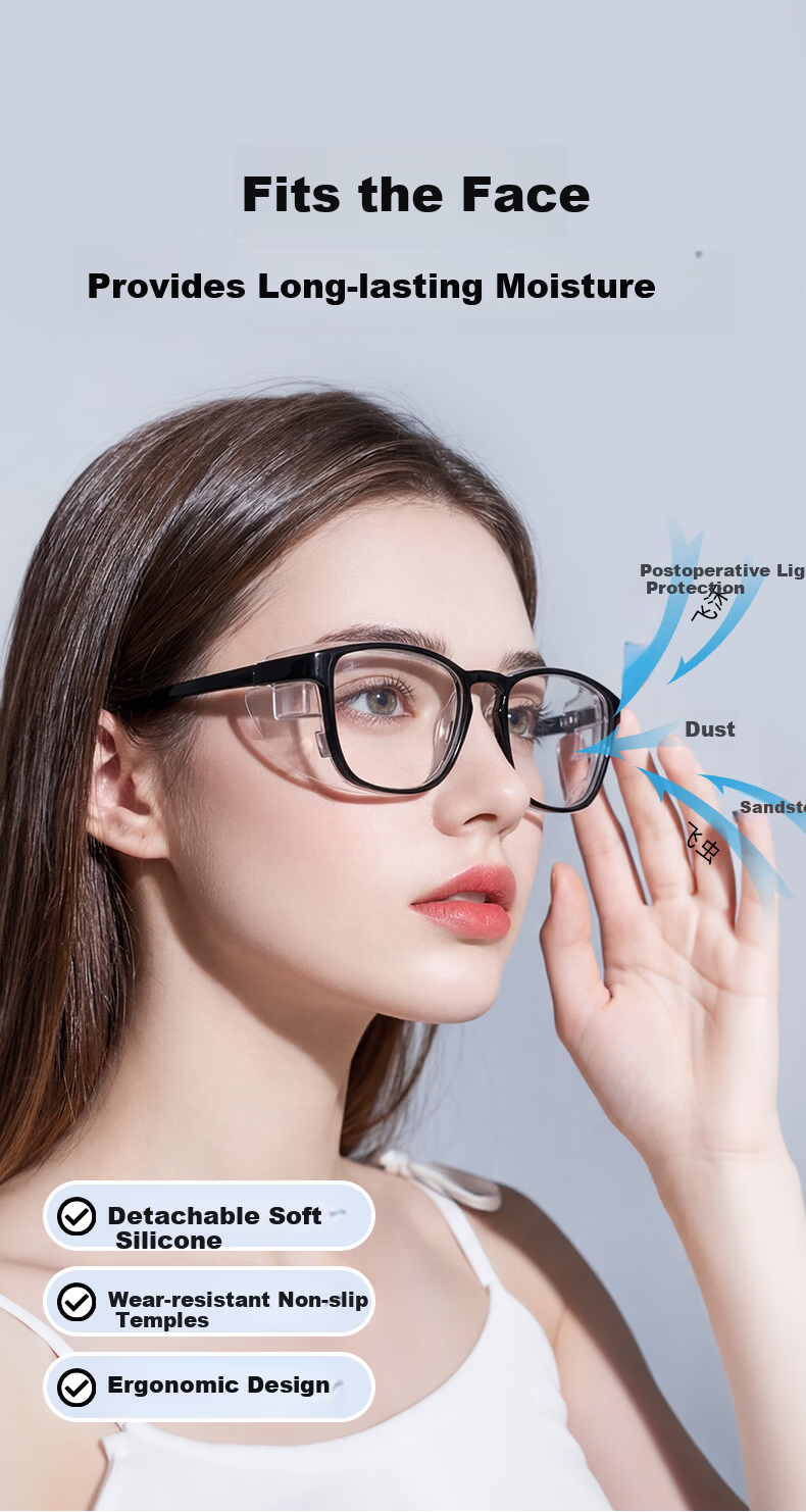 CAPONI Moisture Room Dry Eye Hydrating Protective Outdoor Goggles Anti-Pollen Windproof Blue Light Blocking Wraparound Glasses 11