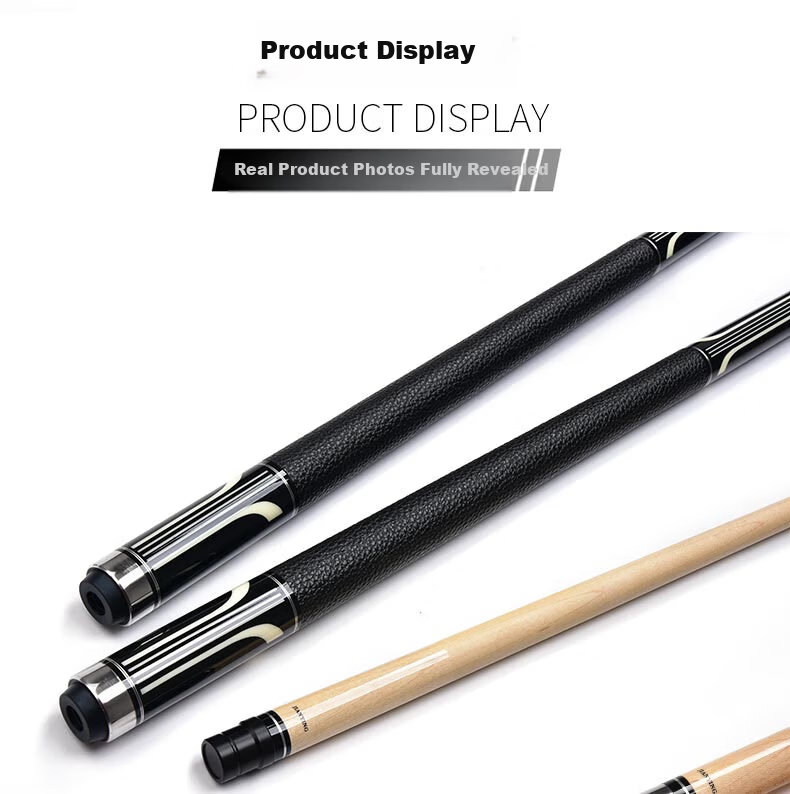 Jianying Billiard Cue Large Tip Chinese Style Black 8 Eight Ball American Leather Handle Nine Ball Cue 1/2 Split Cue Pianist 12.75mm 10