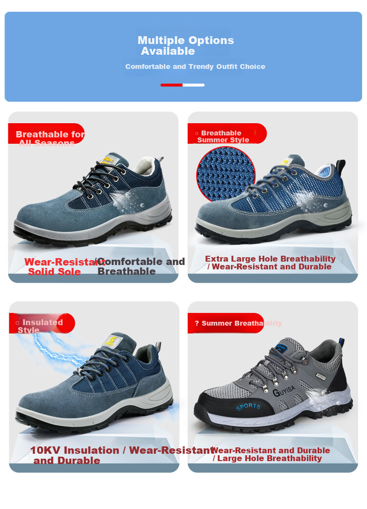 JUNBU Safety Shoes for Men, Breathable, Electrician Insulated, Anti-Smashing, Puncture-Resistant, Lightweight, Wear-Resistant, Construction Site Work Shoes 2156KV Size 43 13