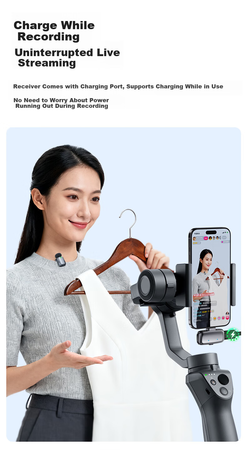 Good Shepherd Mini Wireless Lavalier Microphone for Mobile Live Streaming, Recording Device for Hosts, Short Videos, Meetings, Interviews, Outdoor Professional Noise-Cancelling Microphone 8