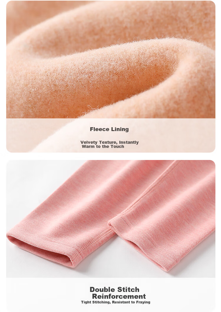 YEEHOO Wool Fleece Lined Children's Thermal Pants Pink 110 for Boys and Girls Winter School Uniform Thermal Leggings 2