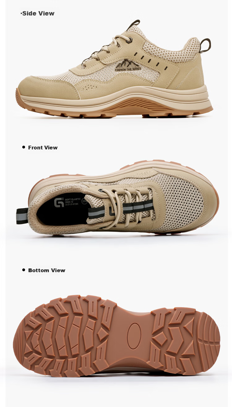 Jingtu Men's Summer Breathable Steel Toe Safety Work Shoes Anti-Smash Anti-Puncture Comfortable Durable 5039FBK Size 43 21