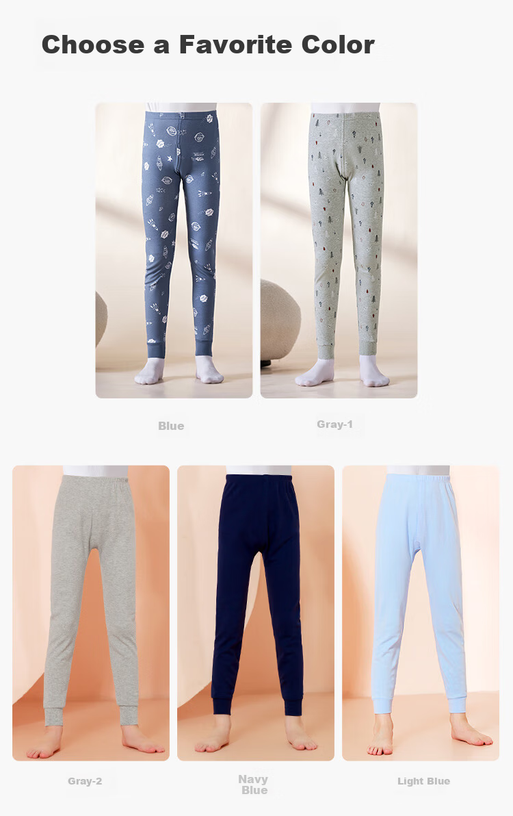Hodo Children's Autumn Cotton Thermal Pants Boys Pure Cotton Warm Pants Boys Full Cotton Knit Pants Mid-Large Kids Sleep Pants Single Piece 12