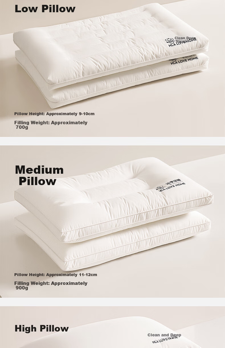 HLA A-Class Cotton Three-Protection Pillow Core Antibacterial Mite-Resistant Oil-Resistant Fiber Pillow Deep Sleep High Pillow Pair 9