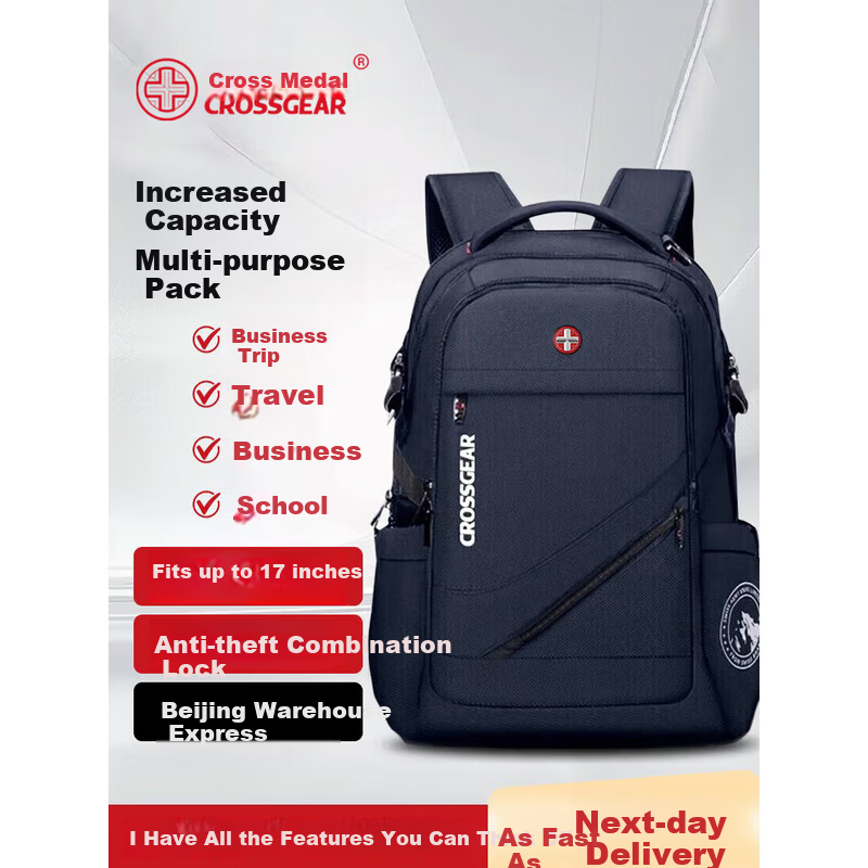CROSSGEAR Swiss Army Knife Large Capacity Business Travel Backpack for Men 17.3-inch Laptop Bag