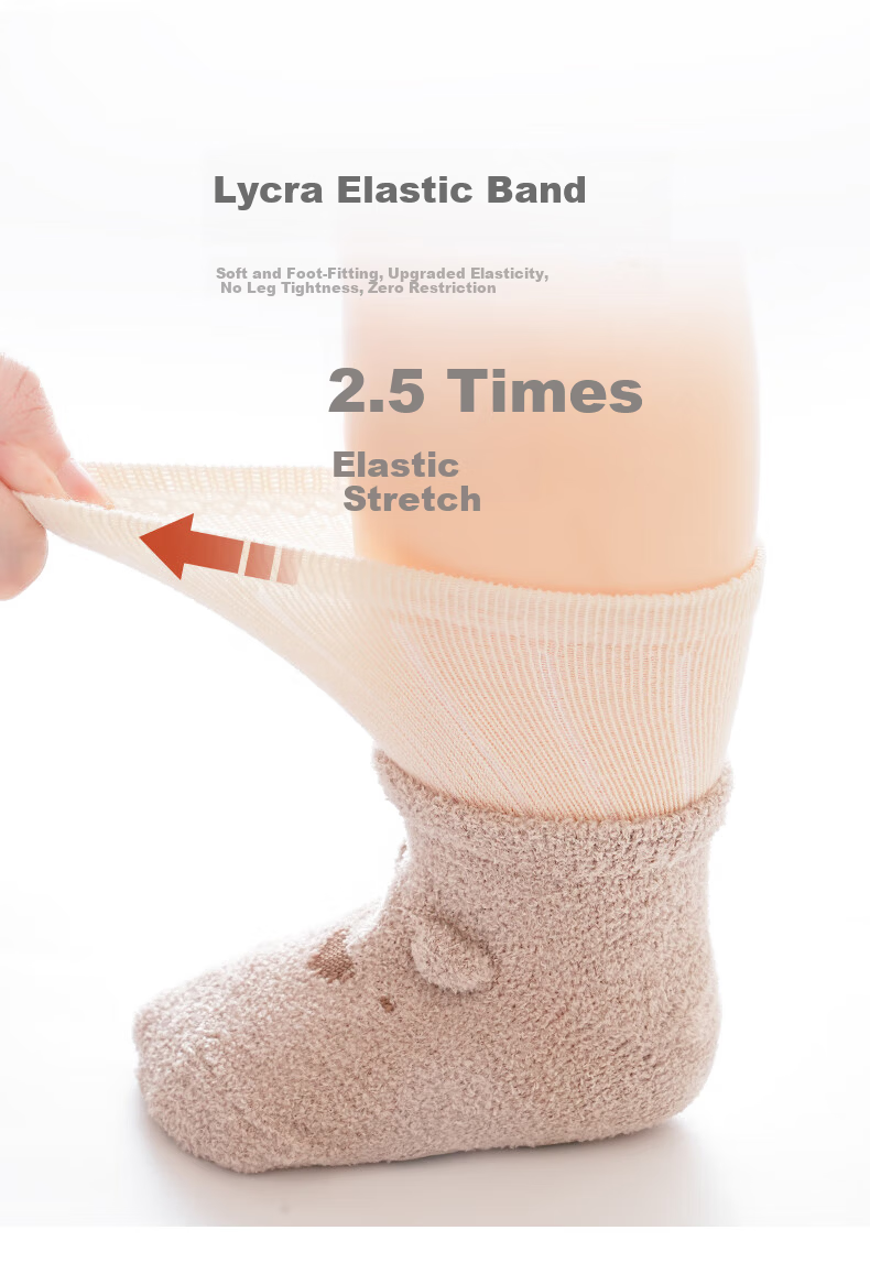 Five Cotton 3-Pair Pack Baby Socks Autumn Winter New Candy Color Thickened Warm Newborn Socks Class A 5