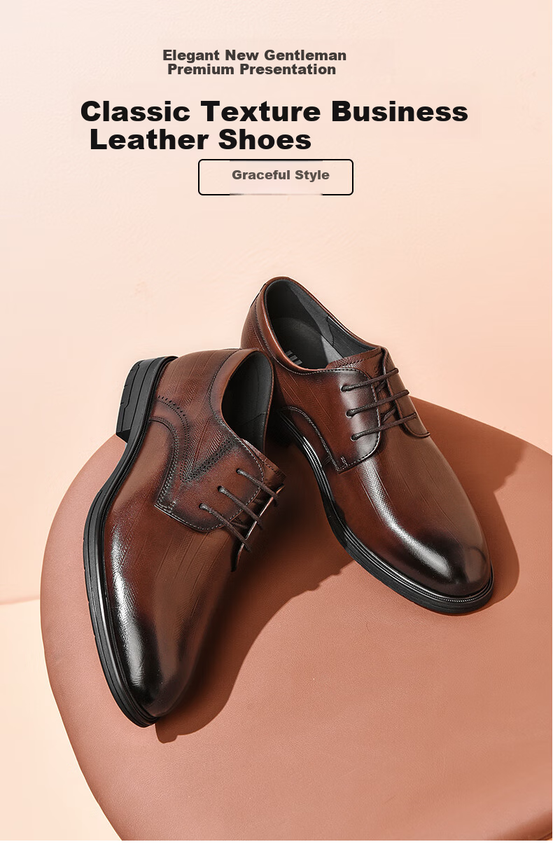 HLA Men's Leather Shoes, Business Formal Wear, Comfortable Wedding Groom Derby Shoes HAAPXM2FBA242, Black, Size 40 1