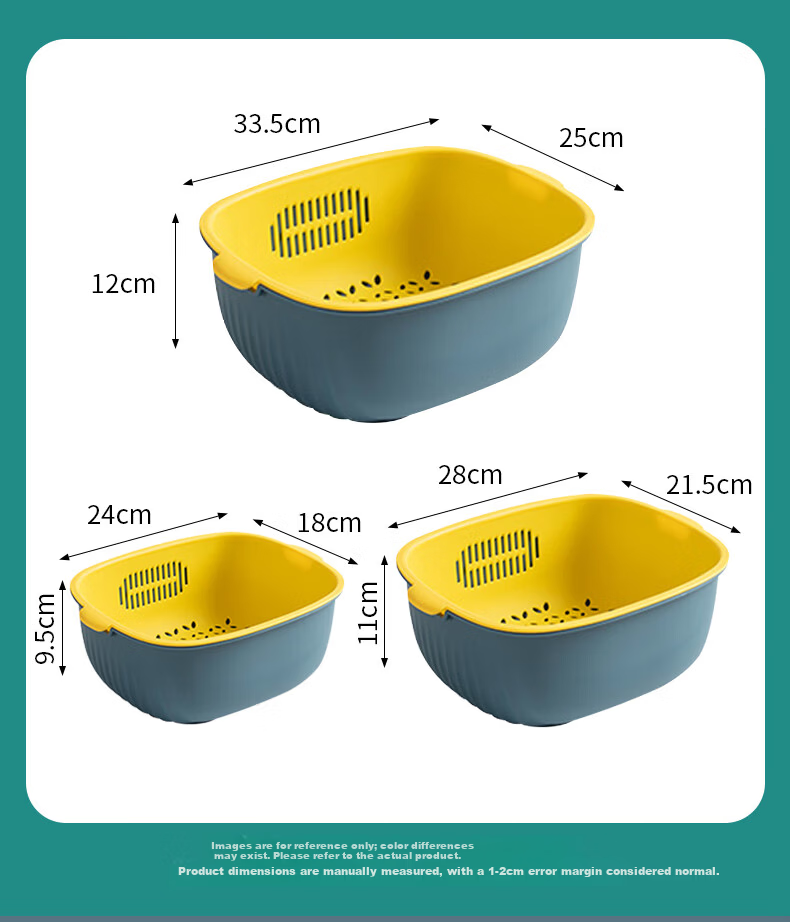 Aomeiyou Double-Layer Plastic Draining Basket Dishwasher Draining Basket Vegetable Washing Basin Household Fruit and Vegetable Basket 6-Piece Set 9