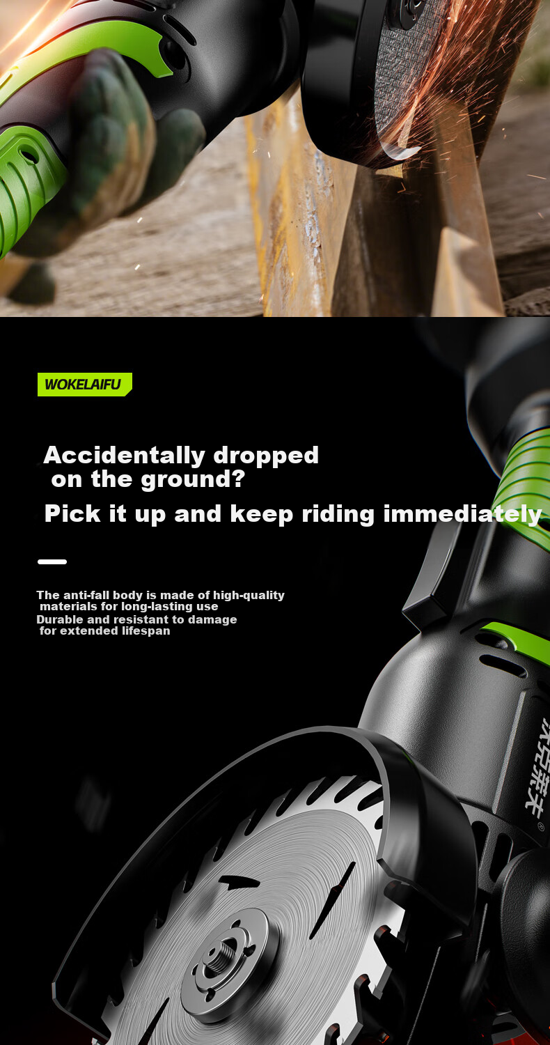 Woklife 21V Brushless Lithium Battery Cordless Angle Grinder Multi-Function Cutting Polishing High-Power Angle Polisher 12