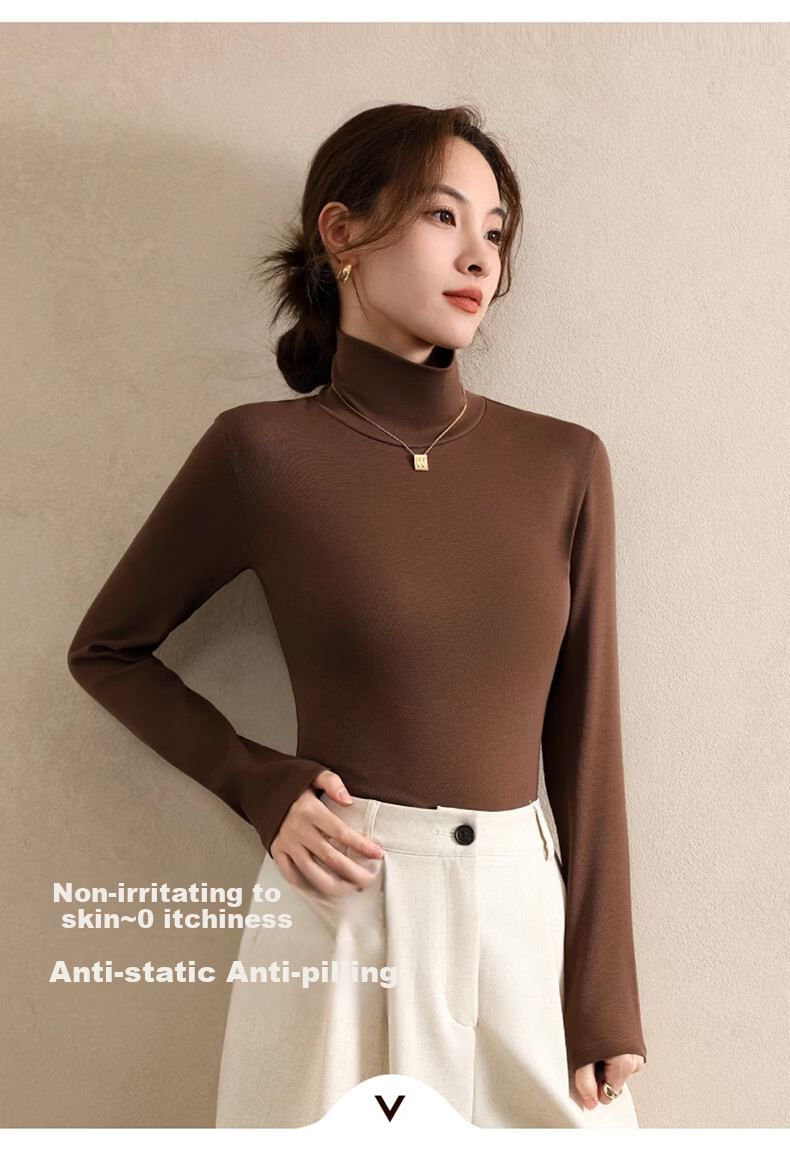 Avandi Wool Base Layer Half Turtleneck Women's Spring Thin Thermal Underwear Modal Autumn Shirt 3
