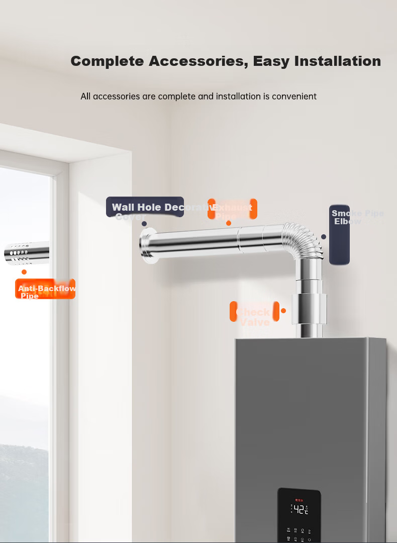 Behind the Scenes Hero Thickened Stainless Steel Exhaust Pipe Gas Water Heater Chimney Outdoor Anti-Backflow Explosion-Proof Universal Accessory [Diameter 60mm Length 50cm] 13