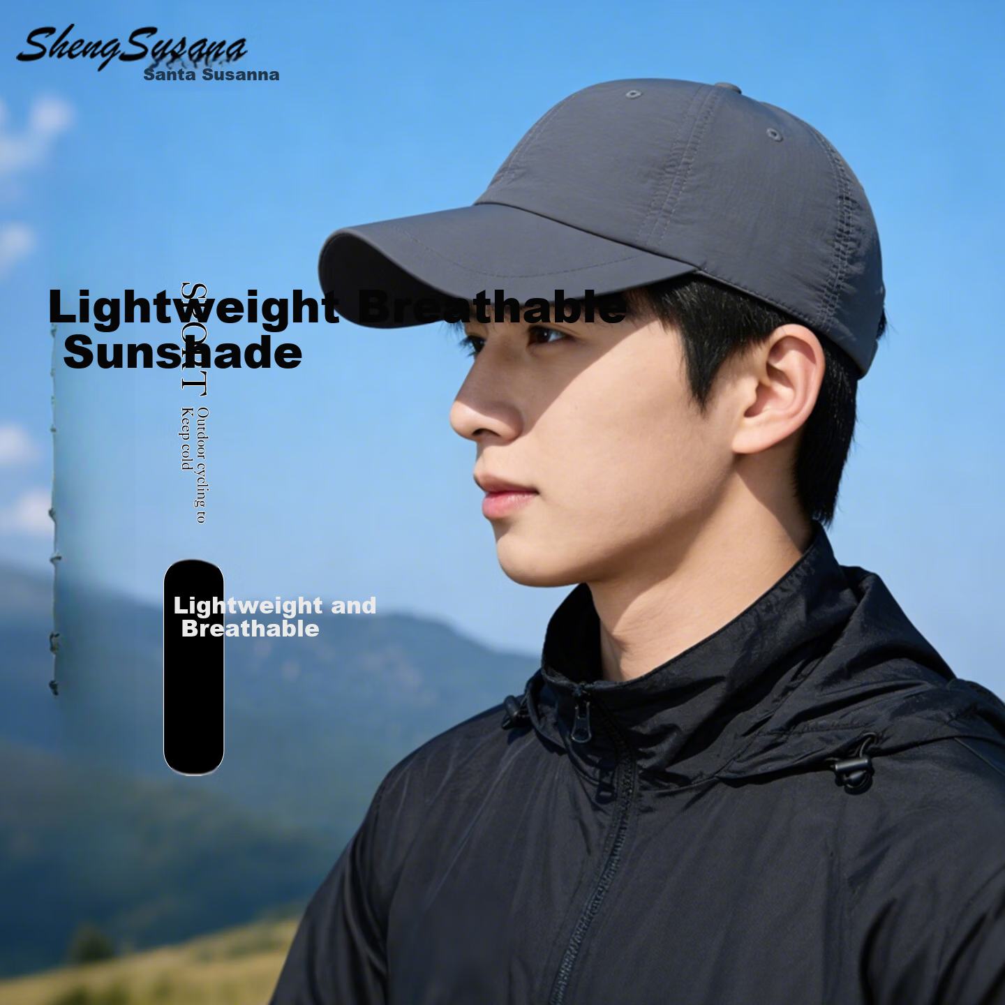 Saint Susanna Men's Baseball Cap Summer Lightweight Outdoor Fashion Quick-Dry Sunshade Duckbill Casual Sun Hat Dark Gray