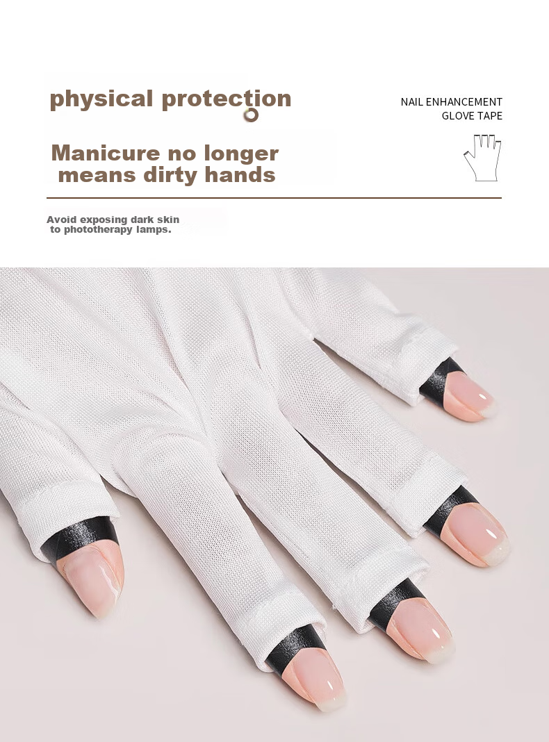 Morning Color Nail Gloves Sunscreen Tape Black Tape UV Light Radiation Protection Half Finger Gloves 2