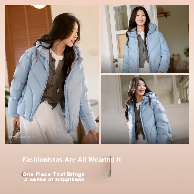 BOSIDENG Women's Off-Season 90% Down Thickened Hooded Loose Short Casual Warm Jacket Winter