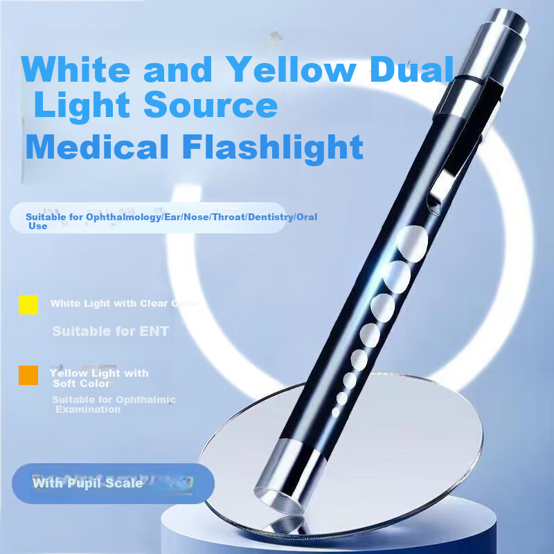 SHENYU Medical Nurse Flashlight Pupil Pen Doctor Special Oral ENT Nurse Examination Rechargeable Portable Yellow White Dual Light