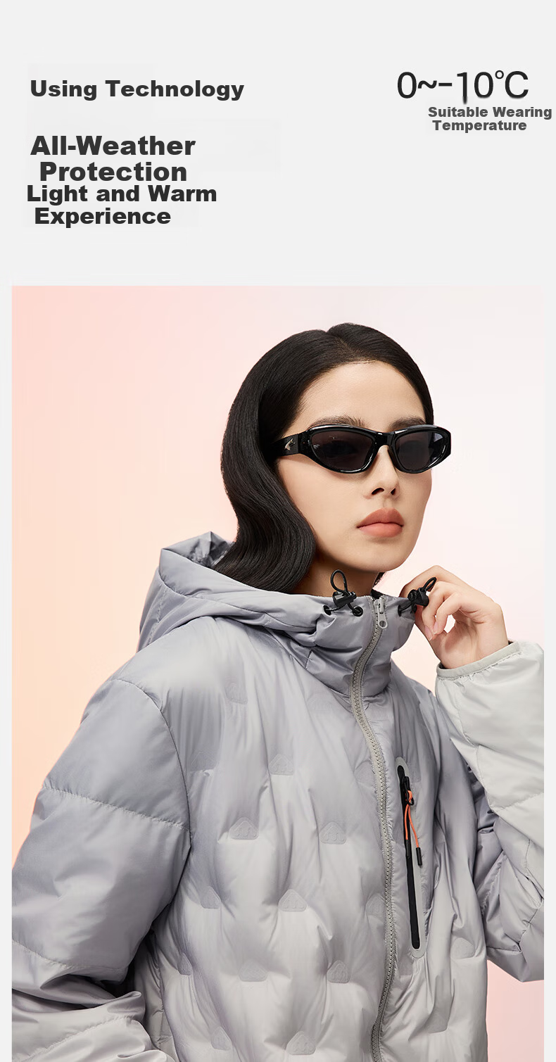 Meilicheng [Same As Jianji] Women's Lightweight Down Jacket with Hood, Couple Style Warm Goose down Coat 186 Gray S 5