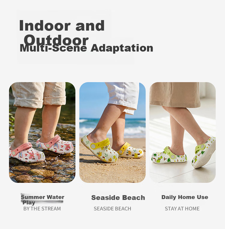 Mutong Baby Boys' Slippers Size 26 Summer Cartoon Printed Ventilated Shoes Girls' Outdoor Water Beach Shoes Jungle Green 130 6