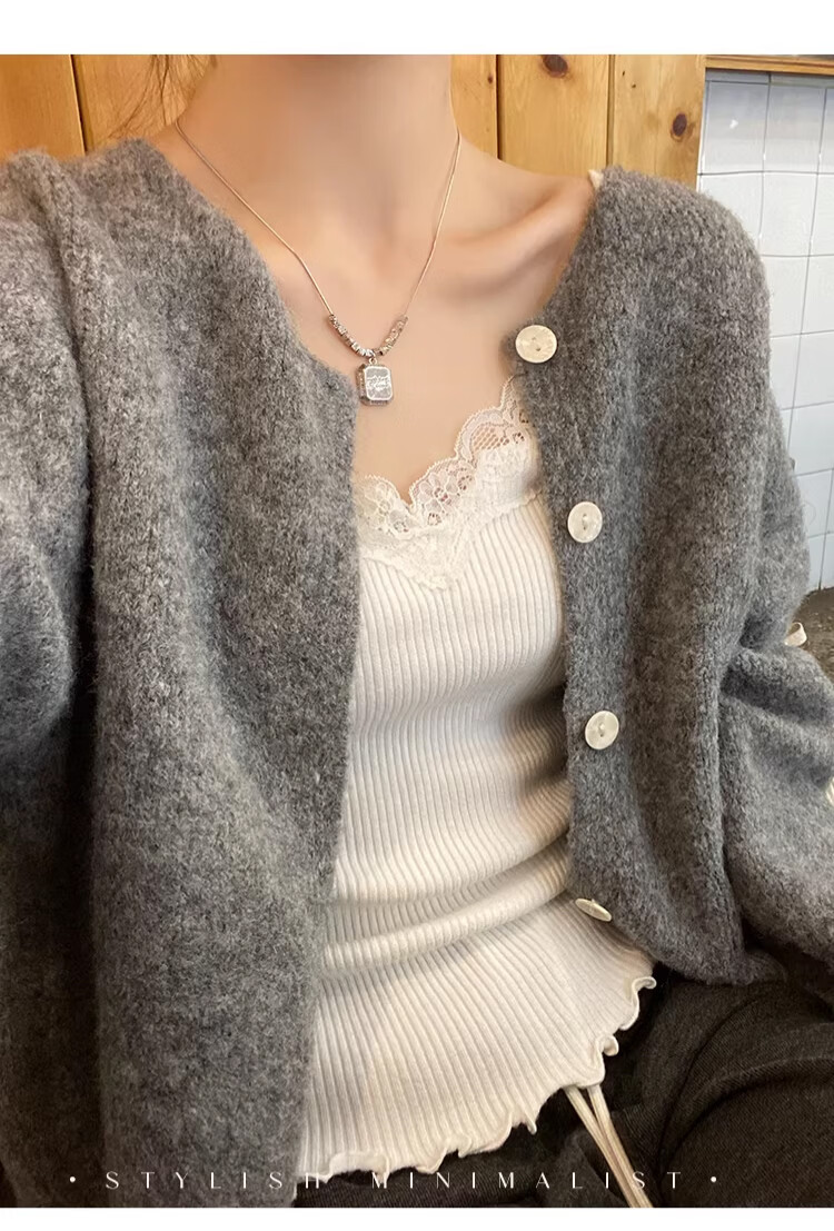 Langsha Lace Camisole Vest Women 2026 New Spring Summer French Style V-Neck Blouse Suit Inner Knit Base Shirt 22