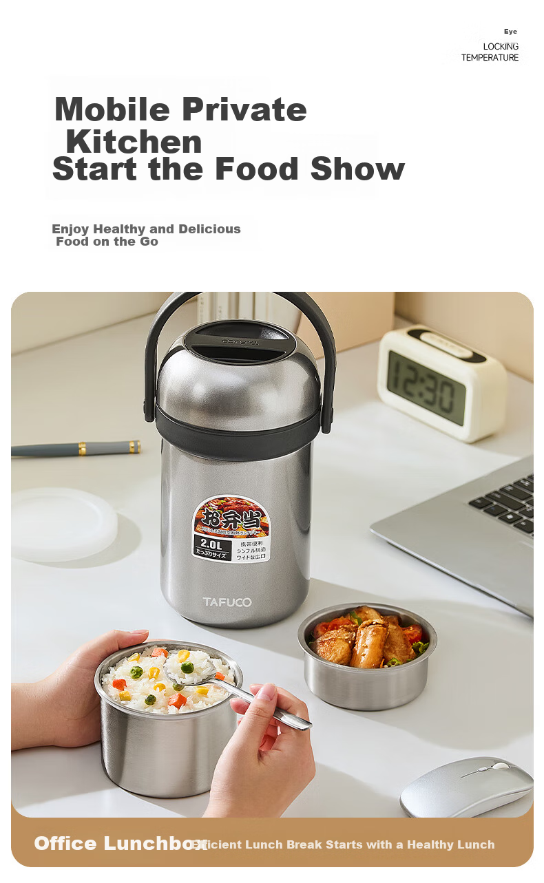 Taful High Insulation Stainless Steel Long-lasting Thermal Lunch Box Portable Porridge Container Multi-layer Bento for Students and Office Workers T0317 10