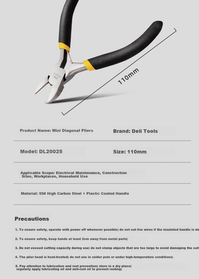 Deli Multifunctional Mini Needle-Nose Pliers, Electrician's Long-Nose Pliers, Small Gripping Pliers, High Carbon Steel Precision Forged, 5 Inches 8