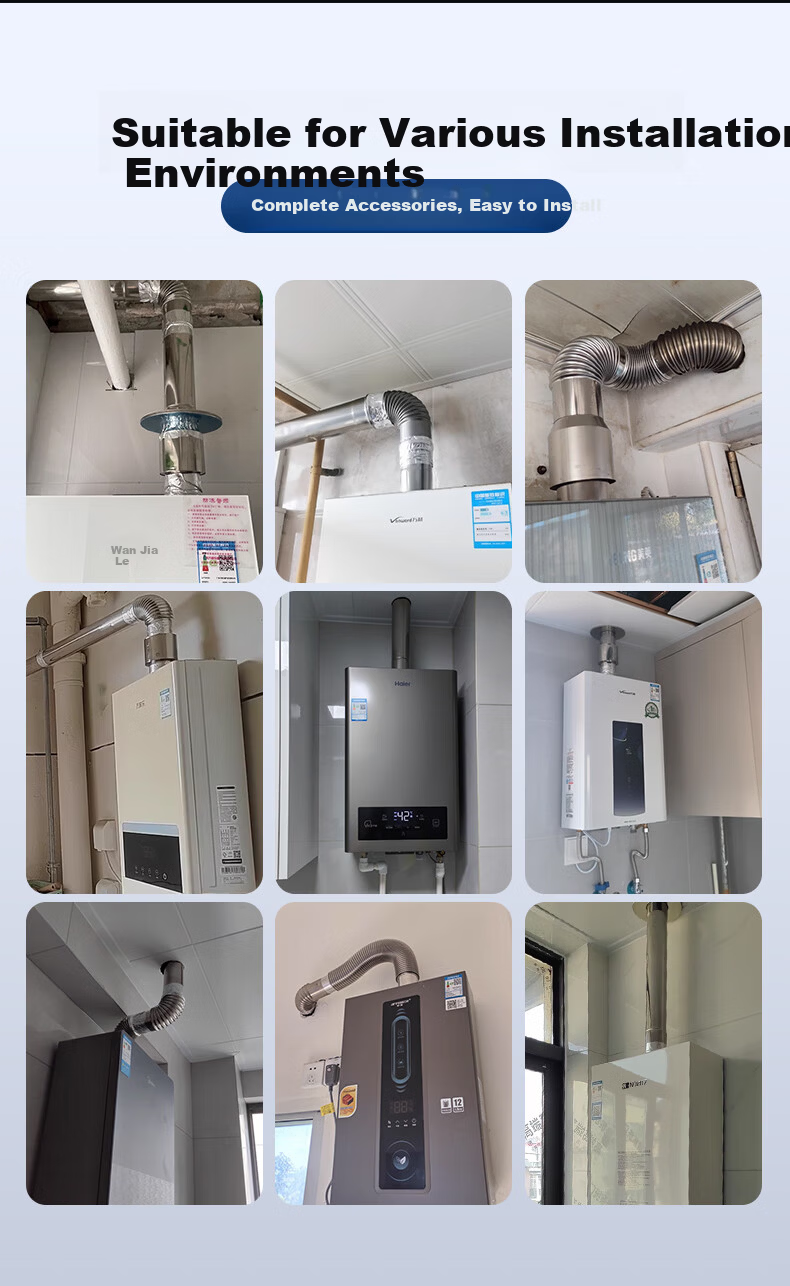 Behind the Scenes Hero Thickened Stainless Steel Exhaust Pipe Gas Water Heater Chimney Outdoor Anti-Backflow Explosion-Proof Universal Accessory [Diameter 60mm Length 50cm] 14