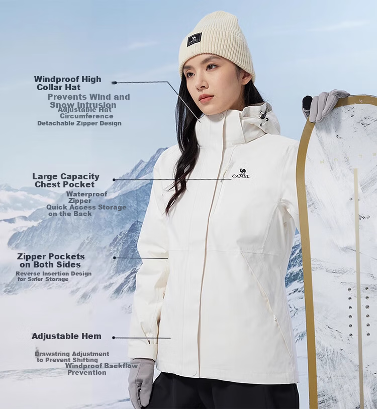 CAMEL Outdoor Three-in-One Waterproof Down Jacket Women's and Men's Mountaineering Coat AD22263513A 5