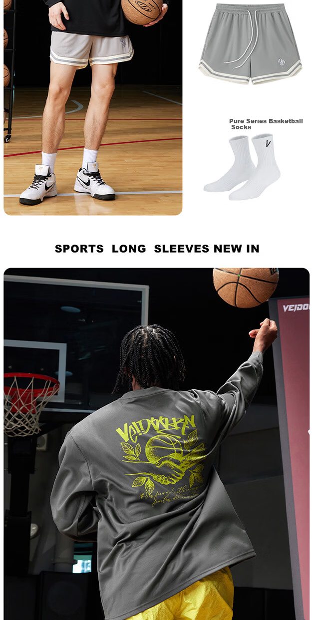 VEIDOORN Men's Long Sleeve United Series Basketball Training Pullover American Retro Sweatshirt Gray 2XL 6