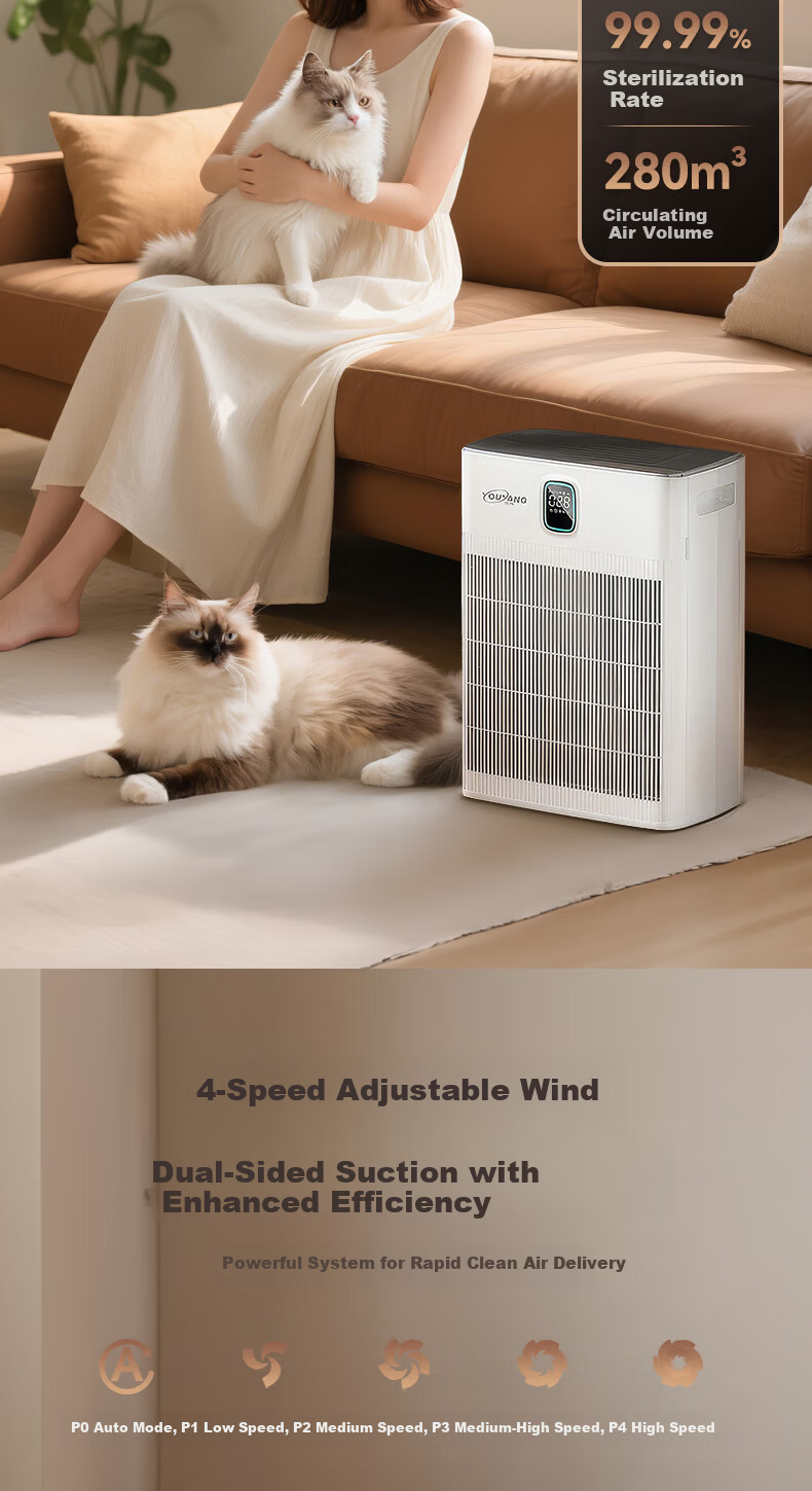 Youyang Pet Hair Vacuum Air Purifier Hair Remover for Cats and Dogs Floating Hair Removal Aromatherapy Deodorization Sterilization P290WH1 4