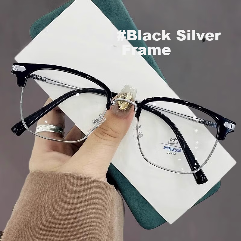 LESCA LUNETIER Semi-Rimless Men's Prescription Glasses Blue Light Blocking Radiation Protection Clear Lenses Sophisticated Intellectual Tech Style Cool Eyewear