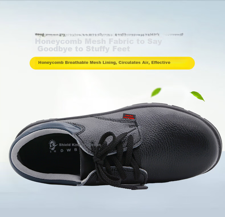 DUNWANG Safety Work Shoes Anti-Smash Electrical Insulation 6kV Cowhide Breathable Unisex Work Shoes 2108 Durable Non-Slip Construction Site Shoes Size 43 5