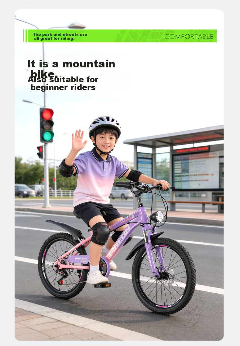 Feige Children's Bicycle TuoJie-T6 Mountain Bike Boys and Girls Student Pedal Bike Kids Bike Xingmang Pink Purple 7-Speed 20 Inch 12