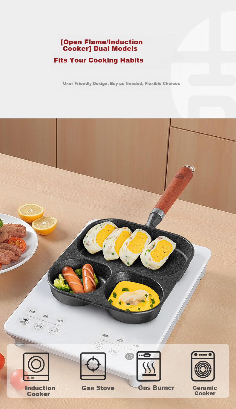 Wang Yuan Ji Breakfast Pan Non-Stick-Free Egg Frying Pan Steak Frying Pan 3-in-1 Breakfast Pan Induction Cooker Egg Frying Tool 7