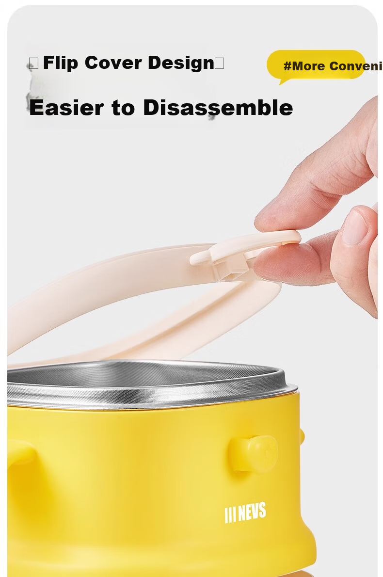 NEVS Square Baby Water-Filled Insulated Bowl Children's Tableware Suction Feeding Bowl Drop-Resistant Constant Temperature Bowl - Joseph Yellow Lunch Box 5