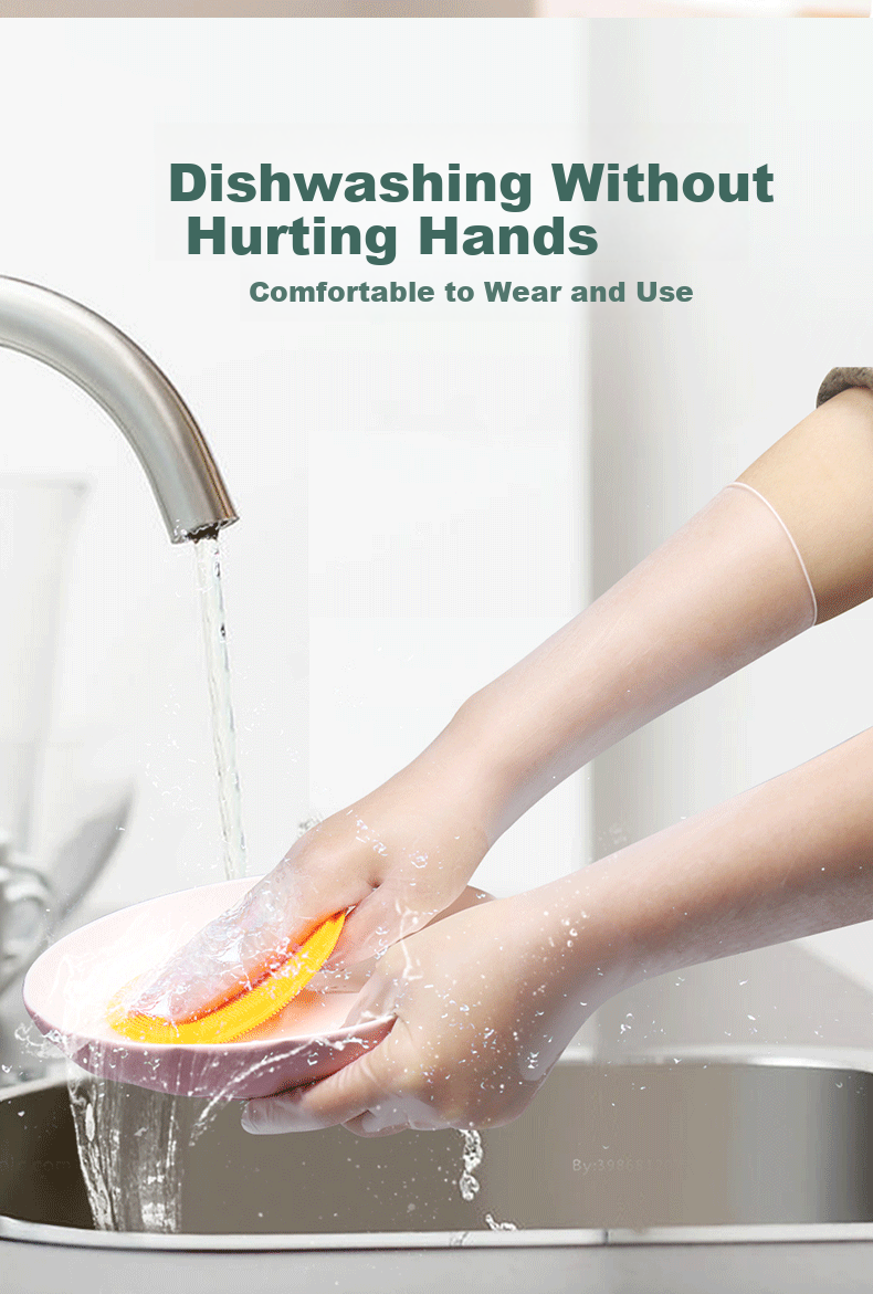 Yibei Extended Disposable PVC Gloves for Dishwashing, Baking, Kneading, Cleaning Household Use, Upgraded Pack of 100, Size L 4
