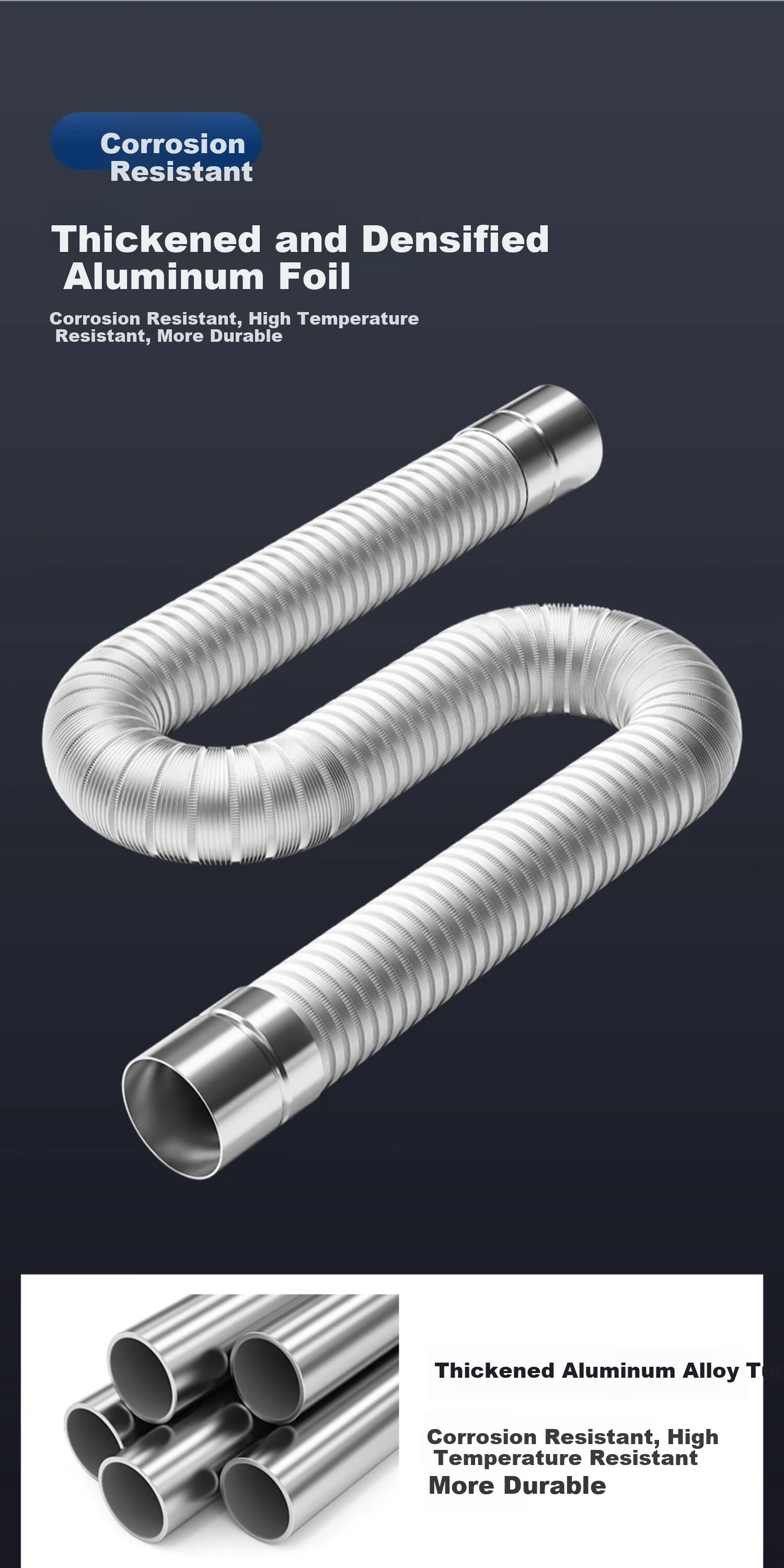Behind the Scenes Hero Thickened Stainless Steel Exhaust Pipe Gas Water Heater Chimney Outdoor Anti-Backflow Explosion-Proof Universal Accessory [Diameter 60mm Length 50cm] 8