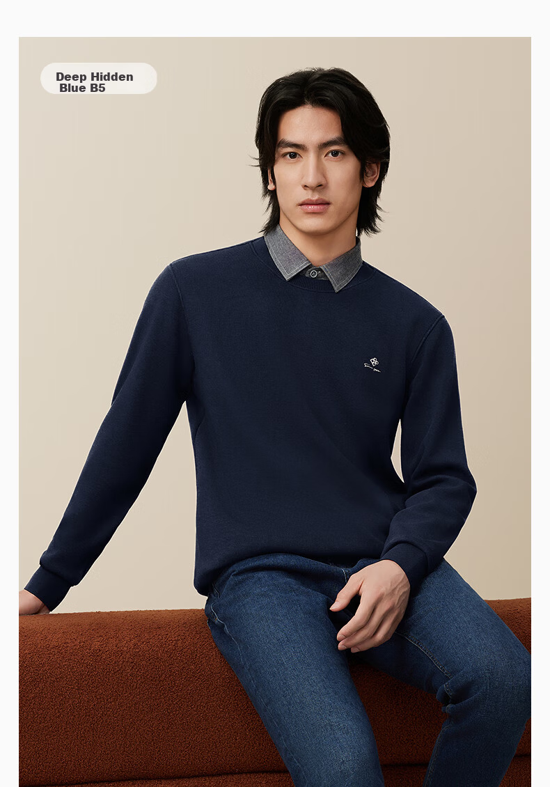 Hodo Heatwave No.1 Men's Winter Casual Fleece Lined Warm Knit Sweater Shirt Collar Pullover Two-in-One 19