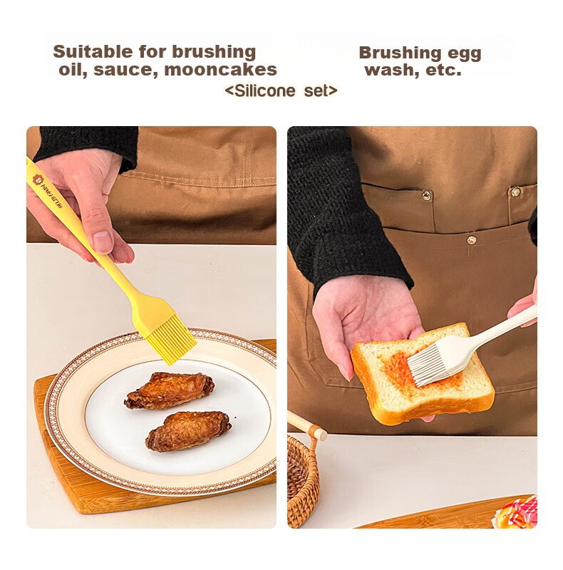 WORTHBUY Silicone Oil Brush Cake Cream Scraper Household Kitchen High-Temperature Resistant Baking Tool BBQ Seasoning Brush Large Size 7